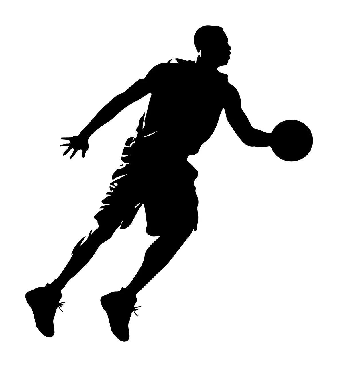 Player Basketball Silhouette Dribbling A Ball On White shorts