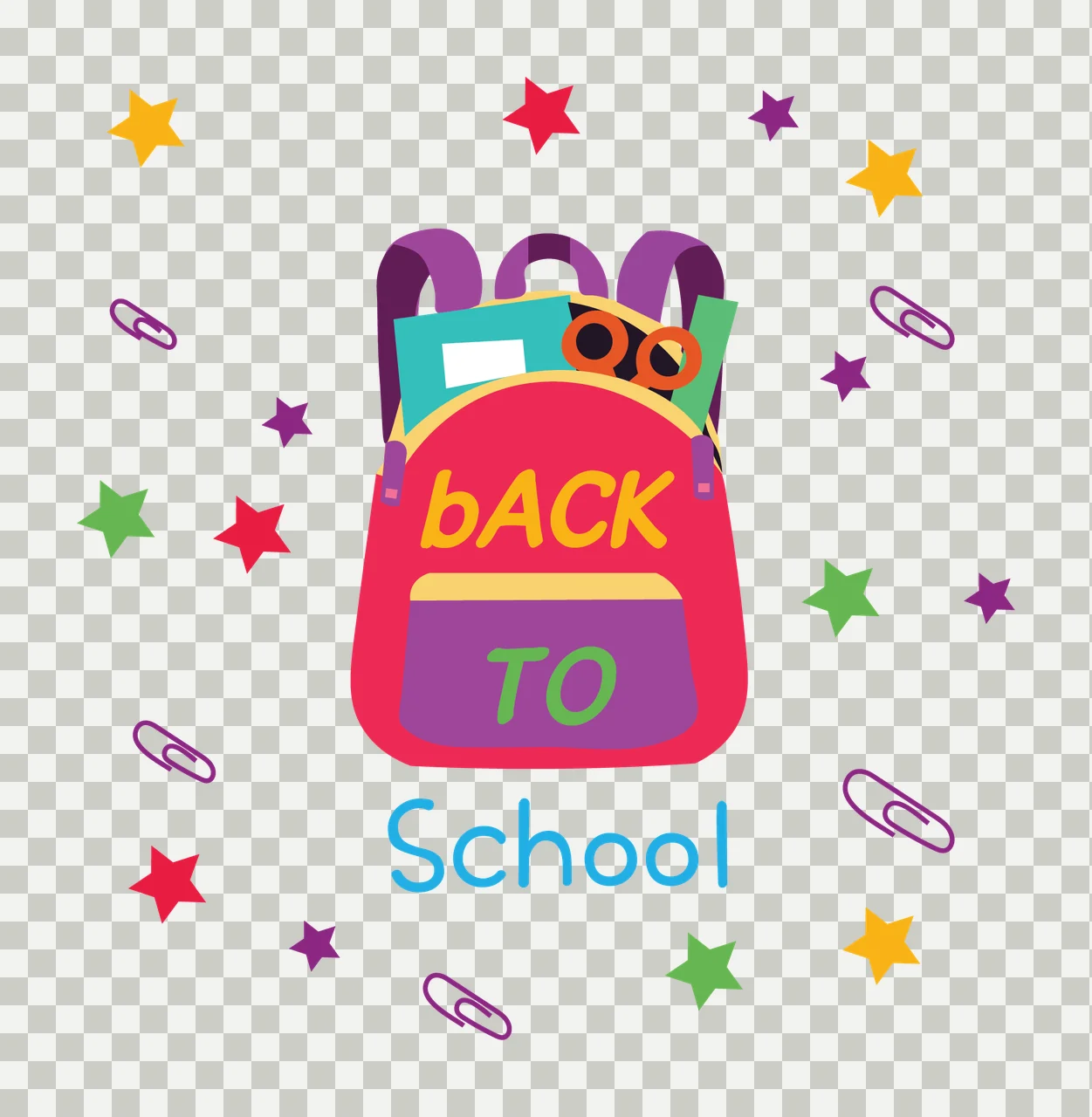 School Backpack With Floating Stars dashes silhouette black transparency and detail preview thumbnail