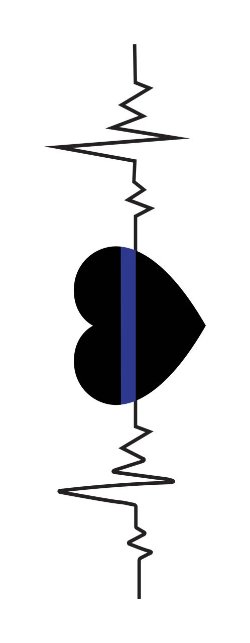 Heart Icon Integrated Into A Vertical Heartbeat Line graphic