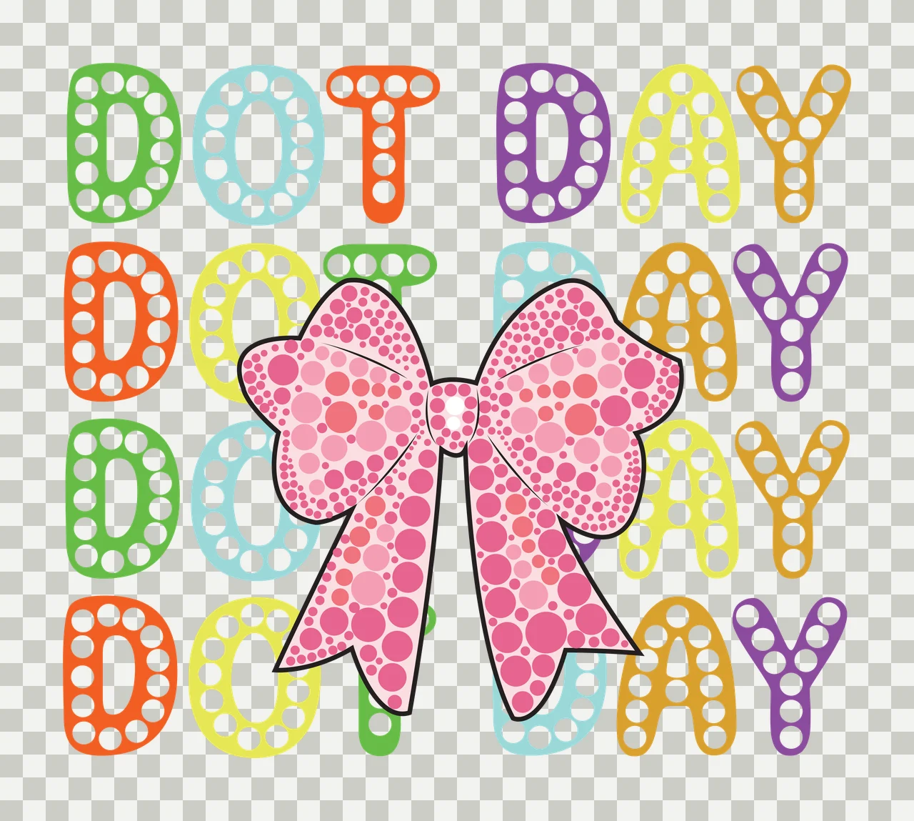 Dot Day Pattern With Central Bow Decoration dots black white transparency and detail preview thumbnail