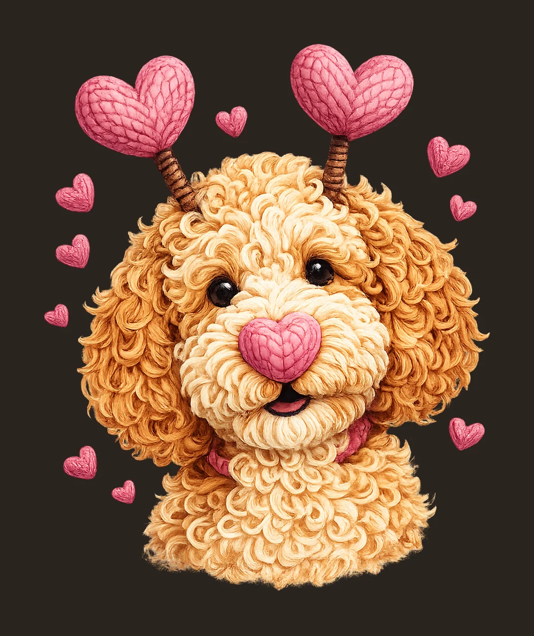 Dog Valentines Day Goldendoodle Heart Faux Yarn Sublimation contrast preview thumbnail