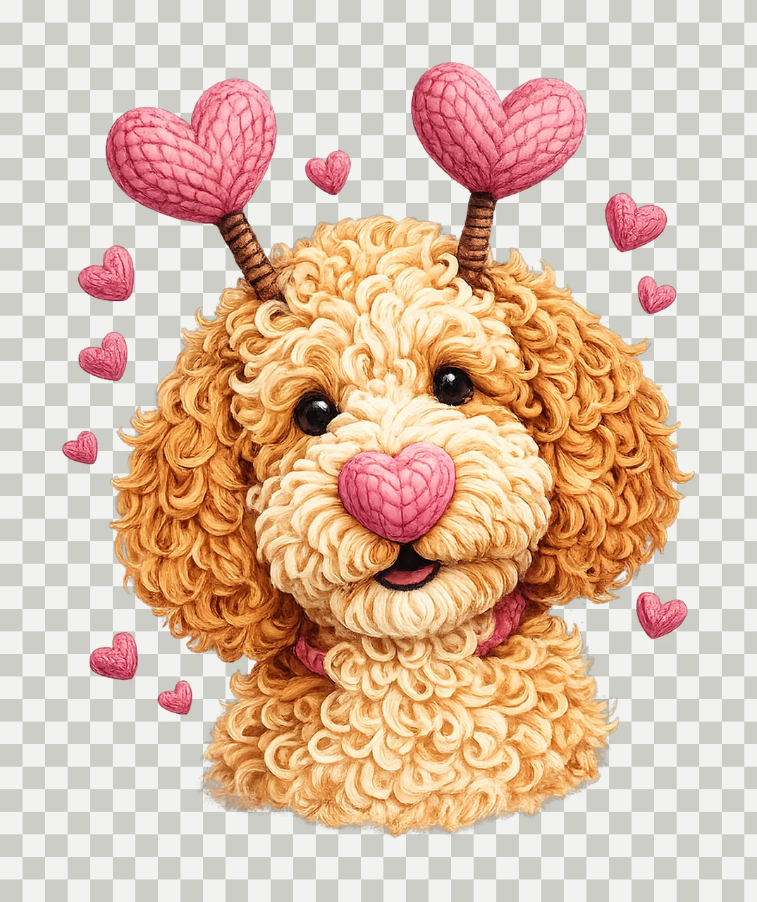 Dog Valentines Day Goldendoodle Heart Faux Yarn Sublimation transparency and detail preview thumbnail