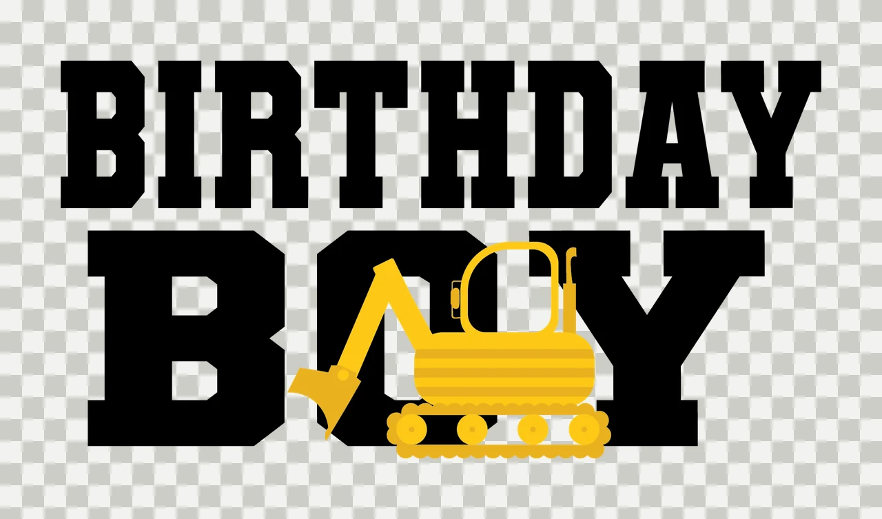 Construction Birthday Boy Black Text Label Reading vehicle icon transparency and detail preview thumbnail