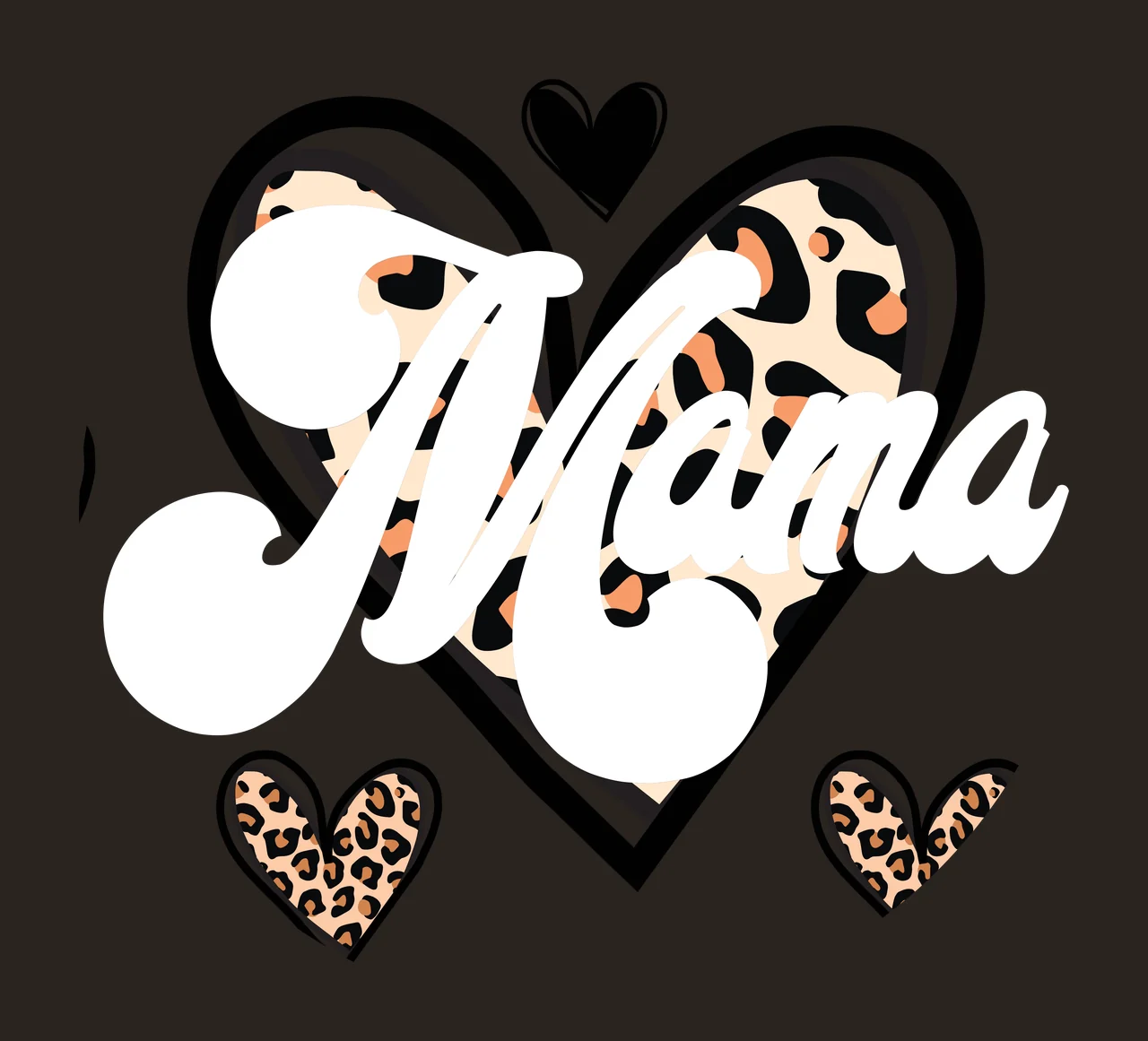 Keychain Mama Script Text Heart Design decorating pattern black contrast preview thumbnail