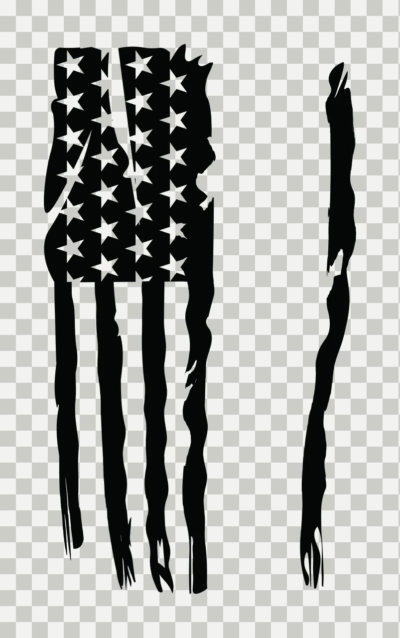 Flag Tattered Black And White Graphic Tearing Stars Stripes transparency and detail preview thumbnail