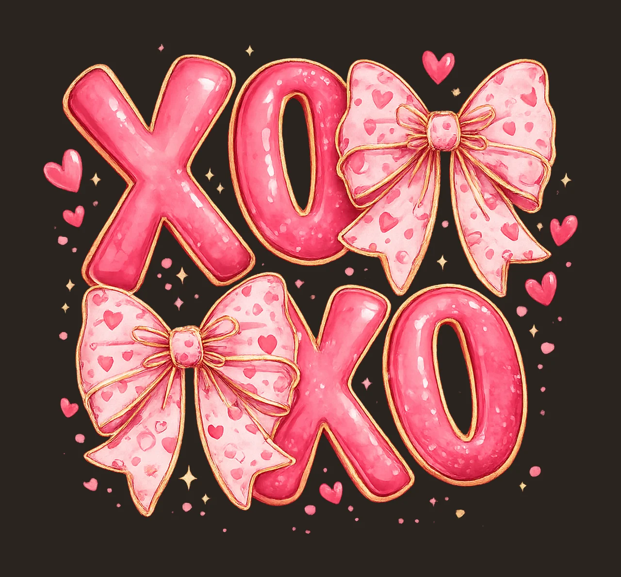 Coquette Valentines XOXO Trendy Pink Valentine Bow Design contrast preview thumbnail