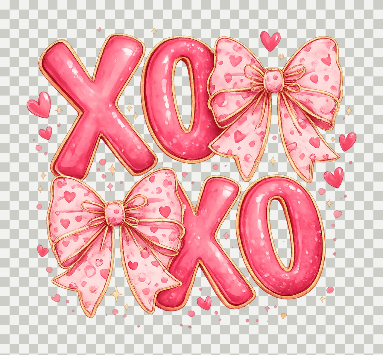Coquette Valentines XOXO Trendy Pink Valentine Bow Design transparency and detail preview thumbnail