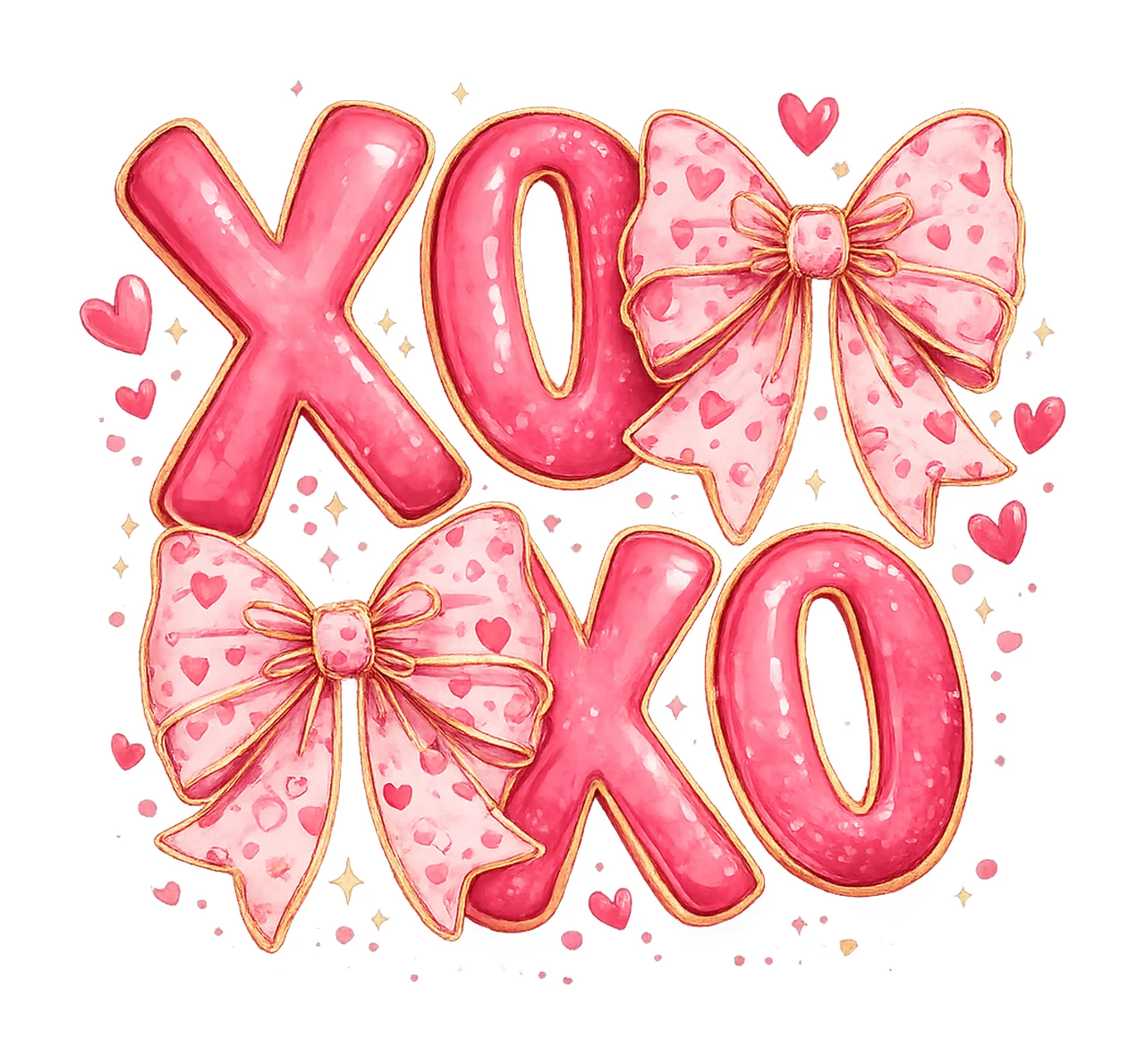 Coquette Valentines XOXO Trendy Pink Valentine Bow Design