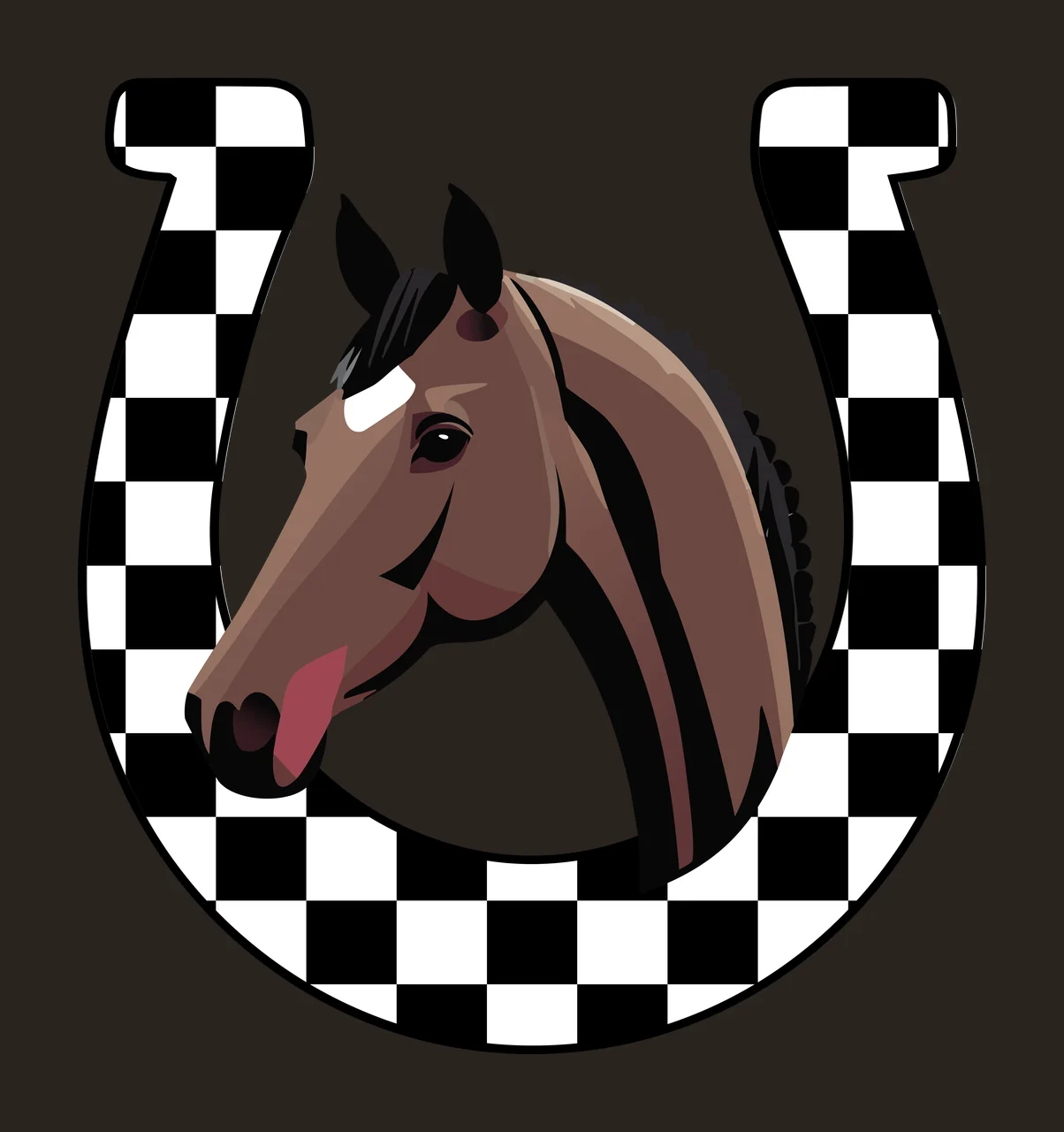 Horse Head In A Horseshoe Frame and grid geometric black white contrast preview thumbnail