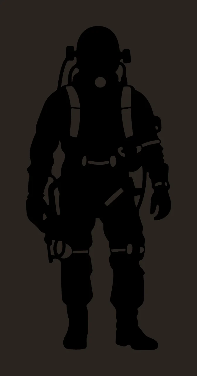 Deep Sea Diver Black Equipment Silhouette standing helmet oxygen tank contrast preview thumbnail