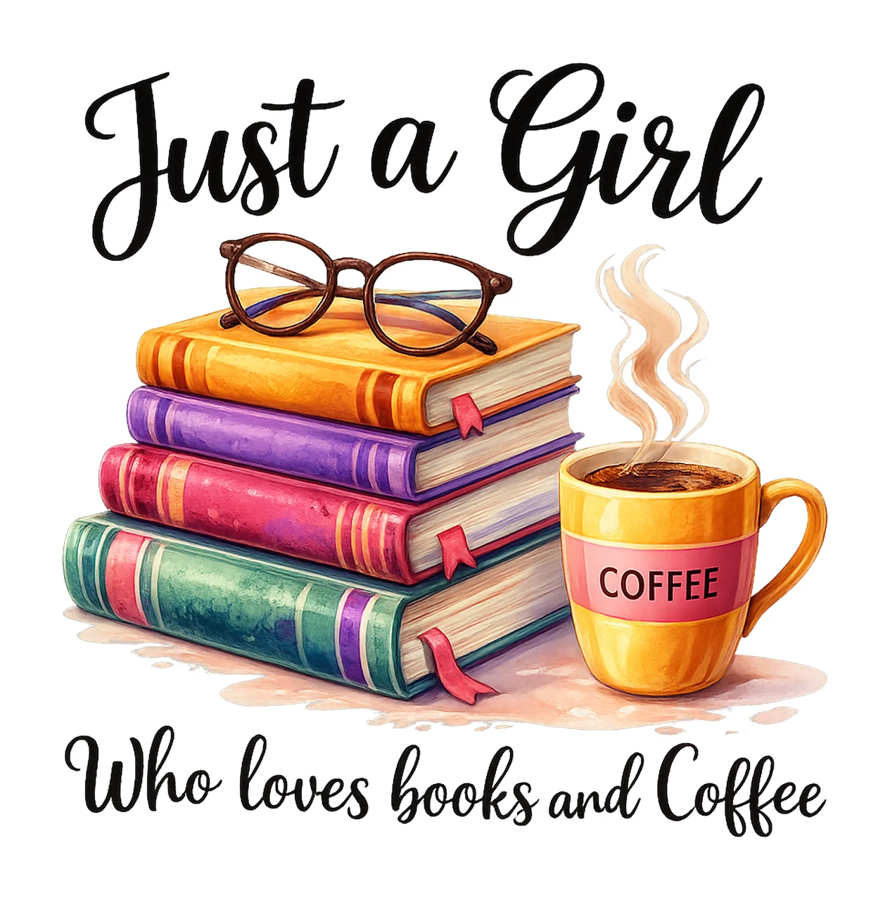Books and Coffee Cozy Book Lover Sublimation Design Reading