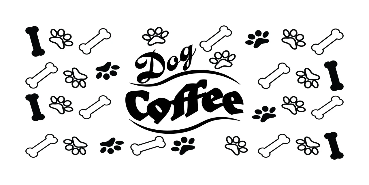 Can Glass Wrap Dog Coffee Pattern With Paw prints bones black