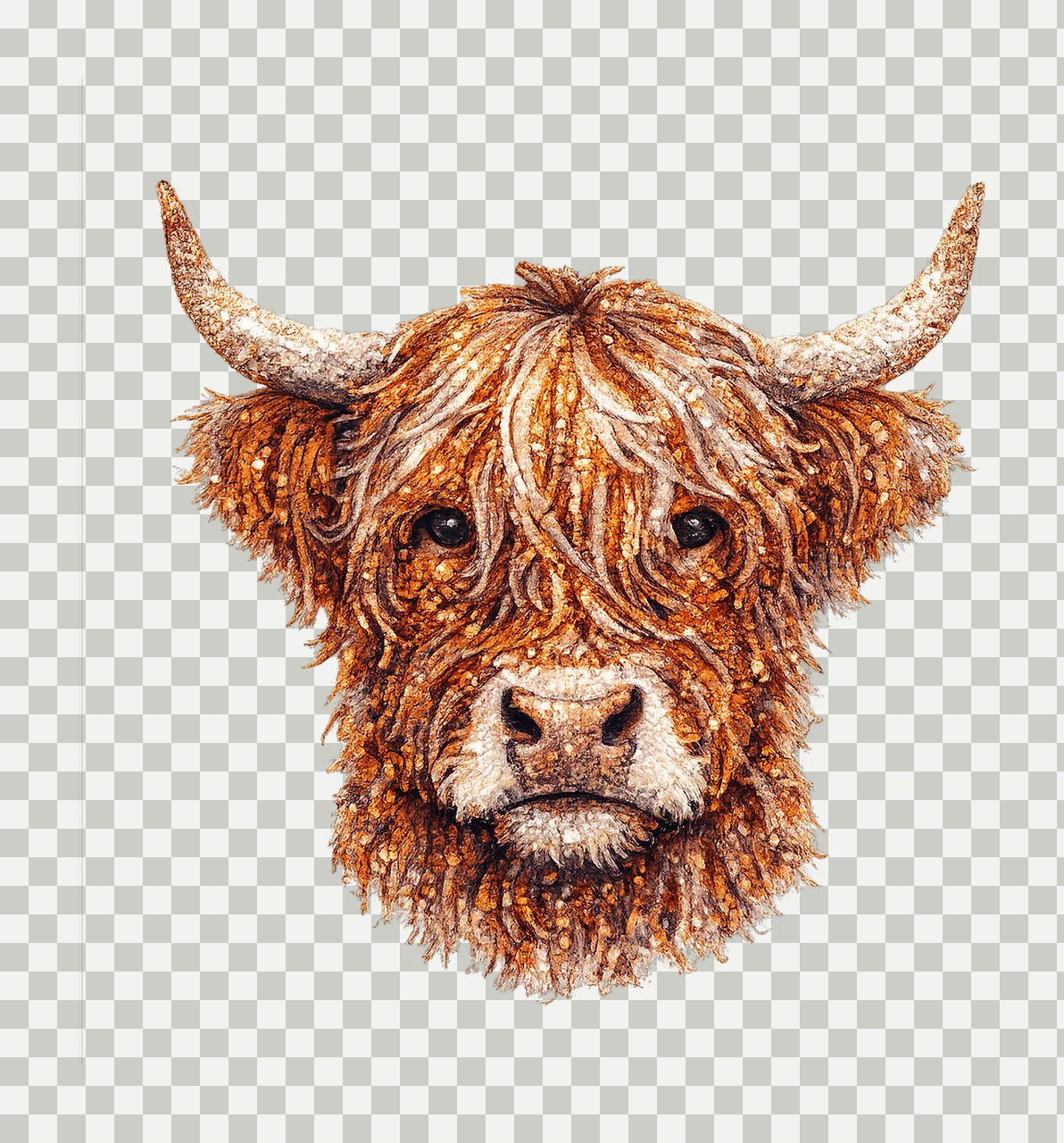 Highland Cowgirl Western Sublimation Sequin Design Cow Lover transparency and detail preview thumbnail