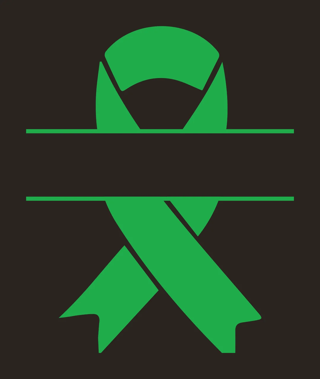 Awareness Symmetrical Black Ribbon Design With A Horizontal band contrast preview thumbnail