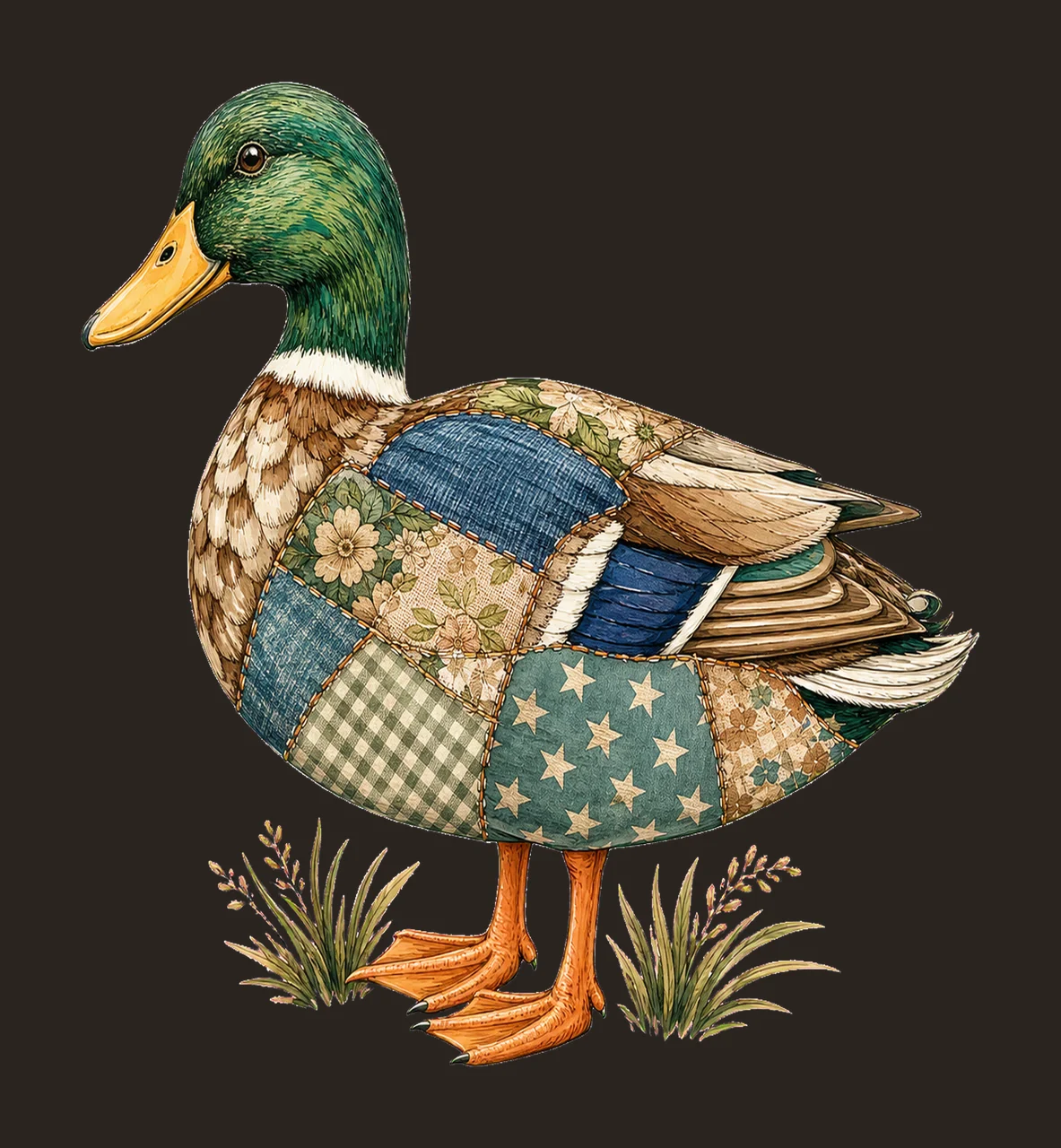 Mallard Duck Patchwork Lake Life Sublimation Variation E contrast preview thumbnail