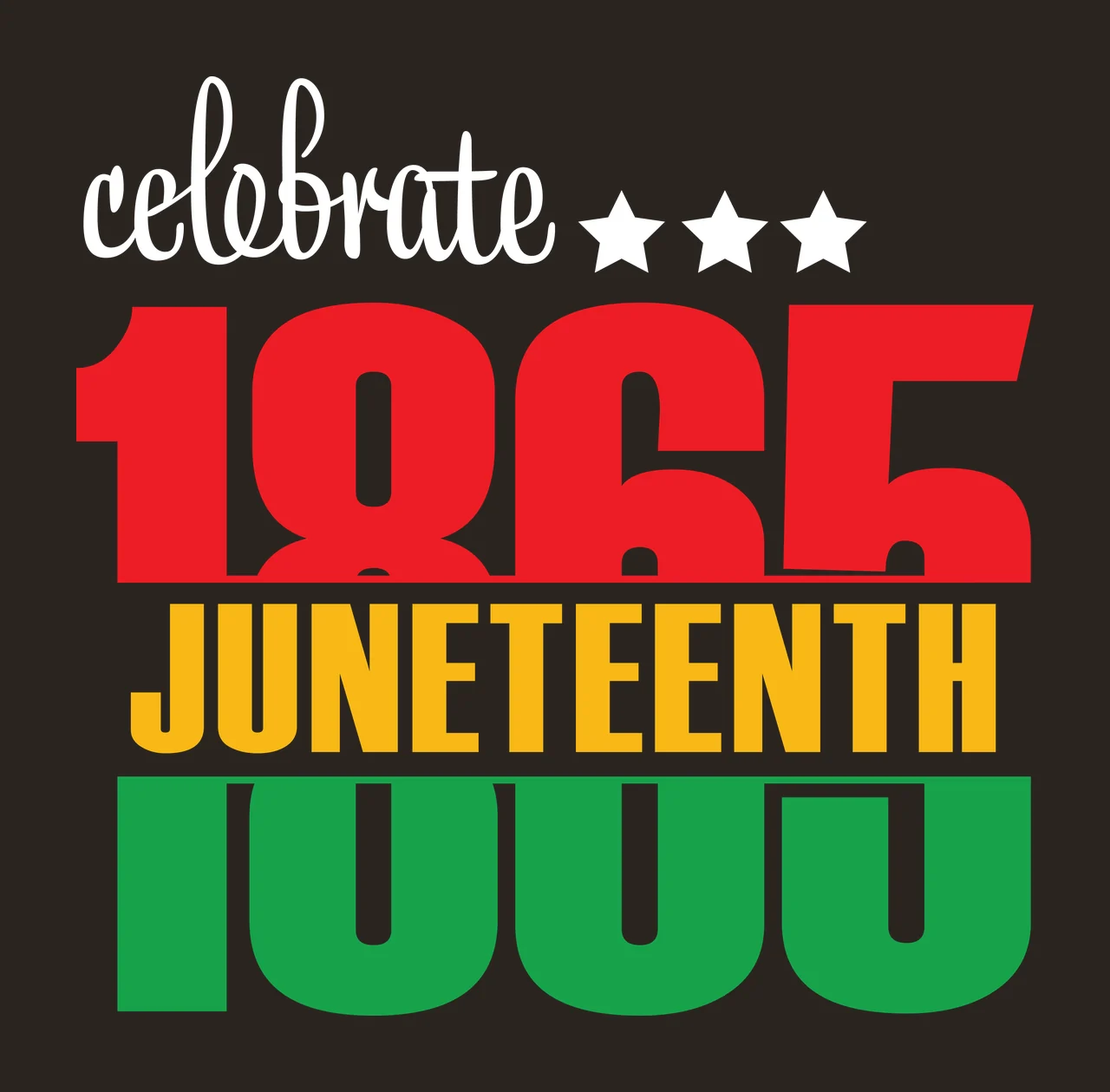 Black Celebrate 1865 Juneteenth Text displaying stars numbers contrast preview thumbnail