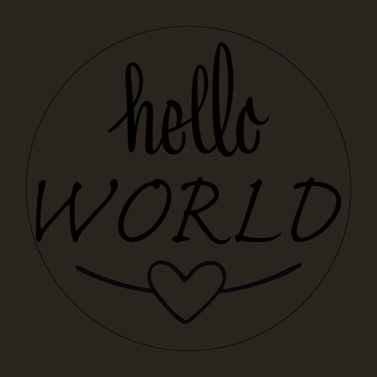 Circular Design With Calligraphy Text And Small Heart Embellishing contrast preview thumbnail