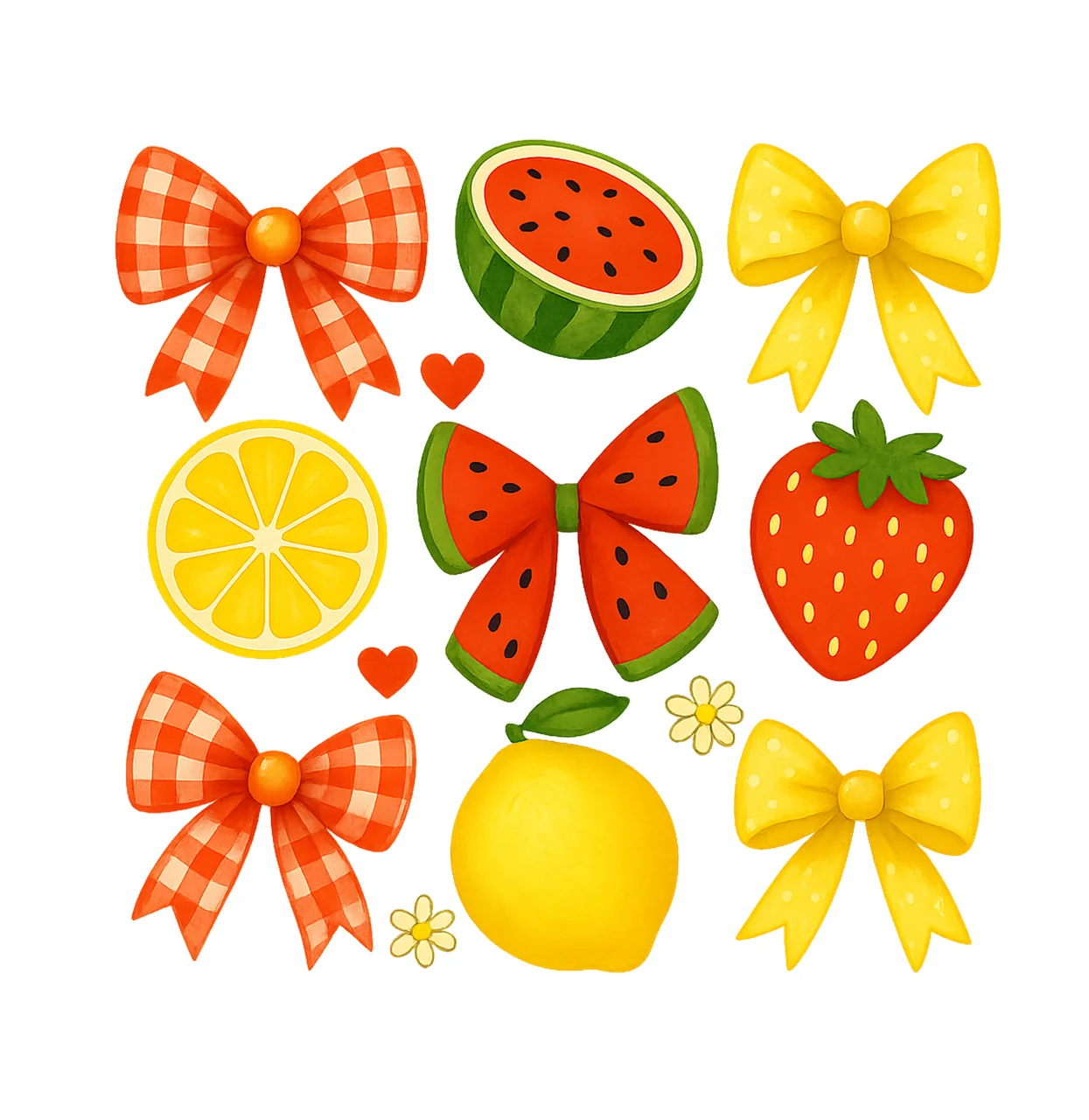 Watermelon Fruit And Ribbon Pattern With Bows lemon