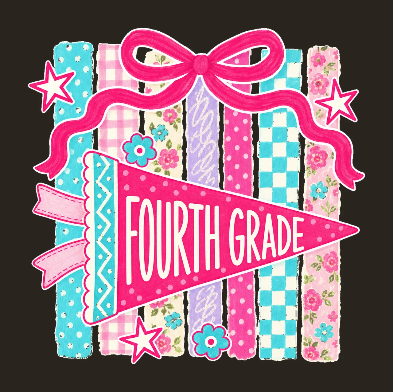 retro pennant 06 fourth grade sublimation instant shirt contrast preview thumbnail