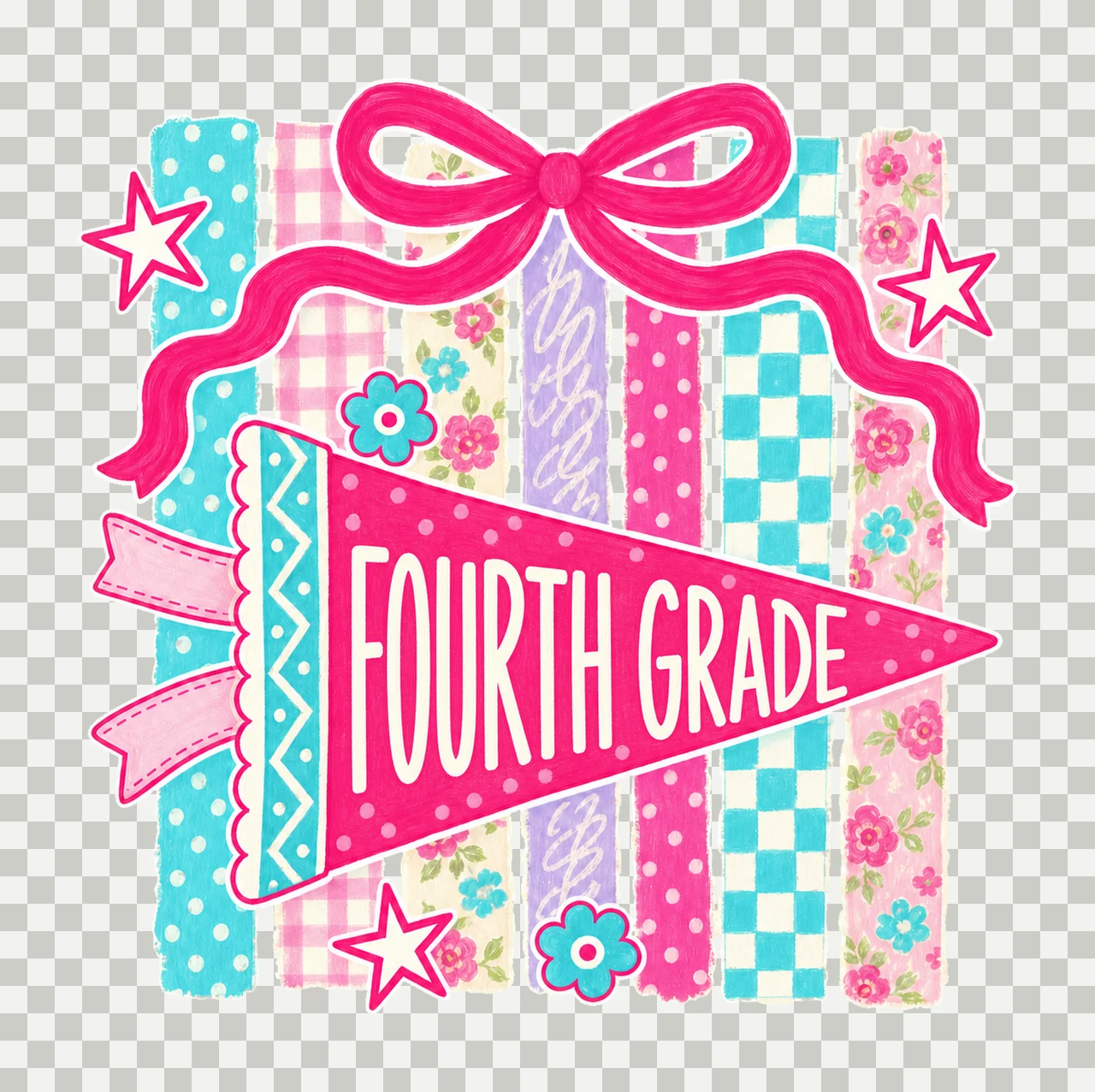 retro pennant 06 fourth grade sublimation instant shirt transparency and detail preview thumbnail