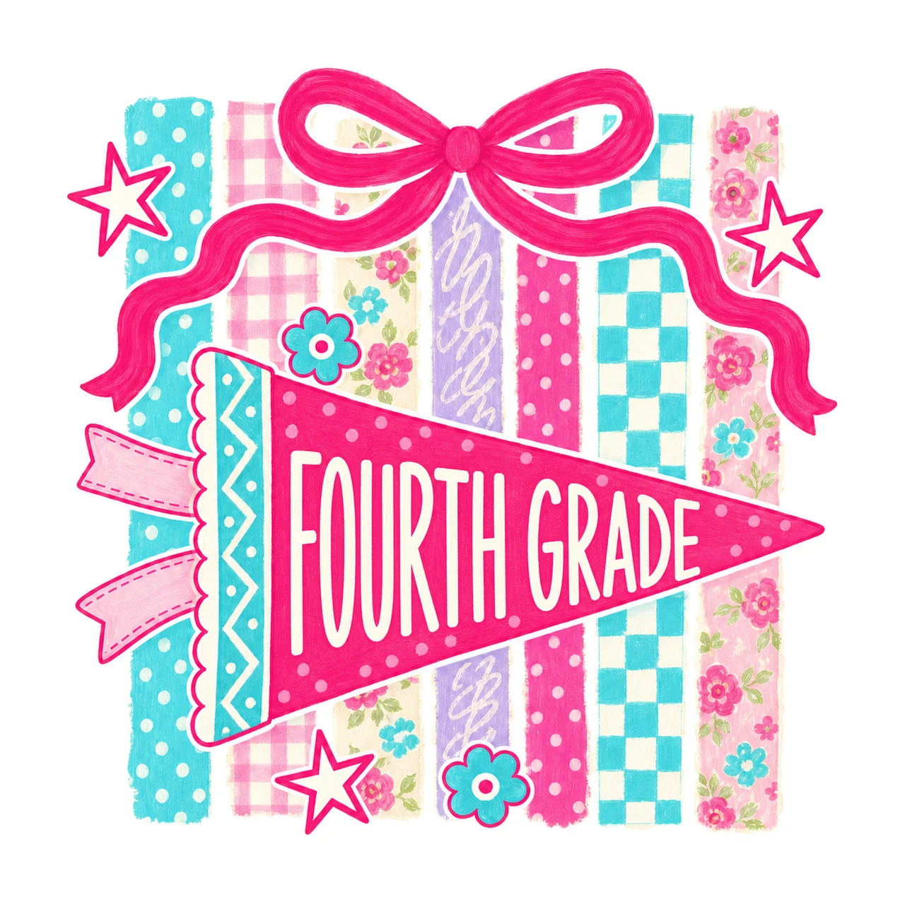 retro pennant 06 fourth grade sublimation instant shirt