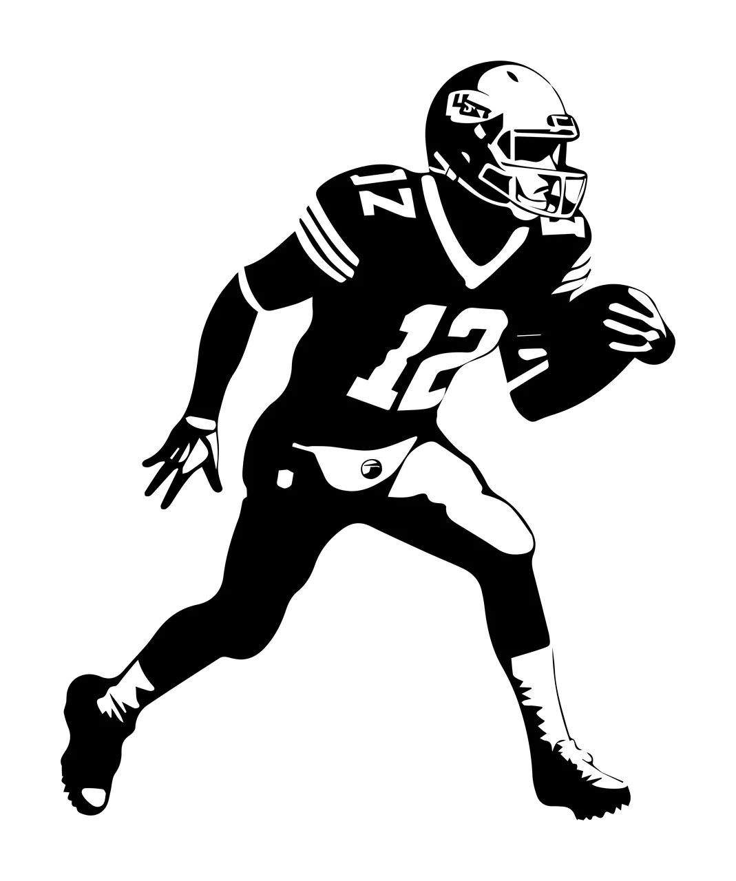 Football Player 12 Running With Ball helmet jersey Stencil