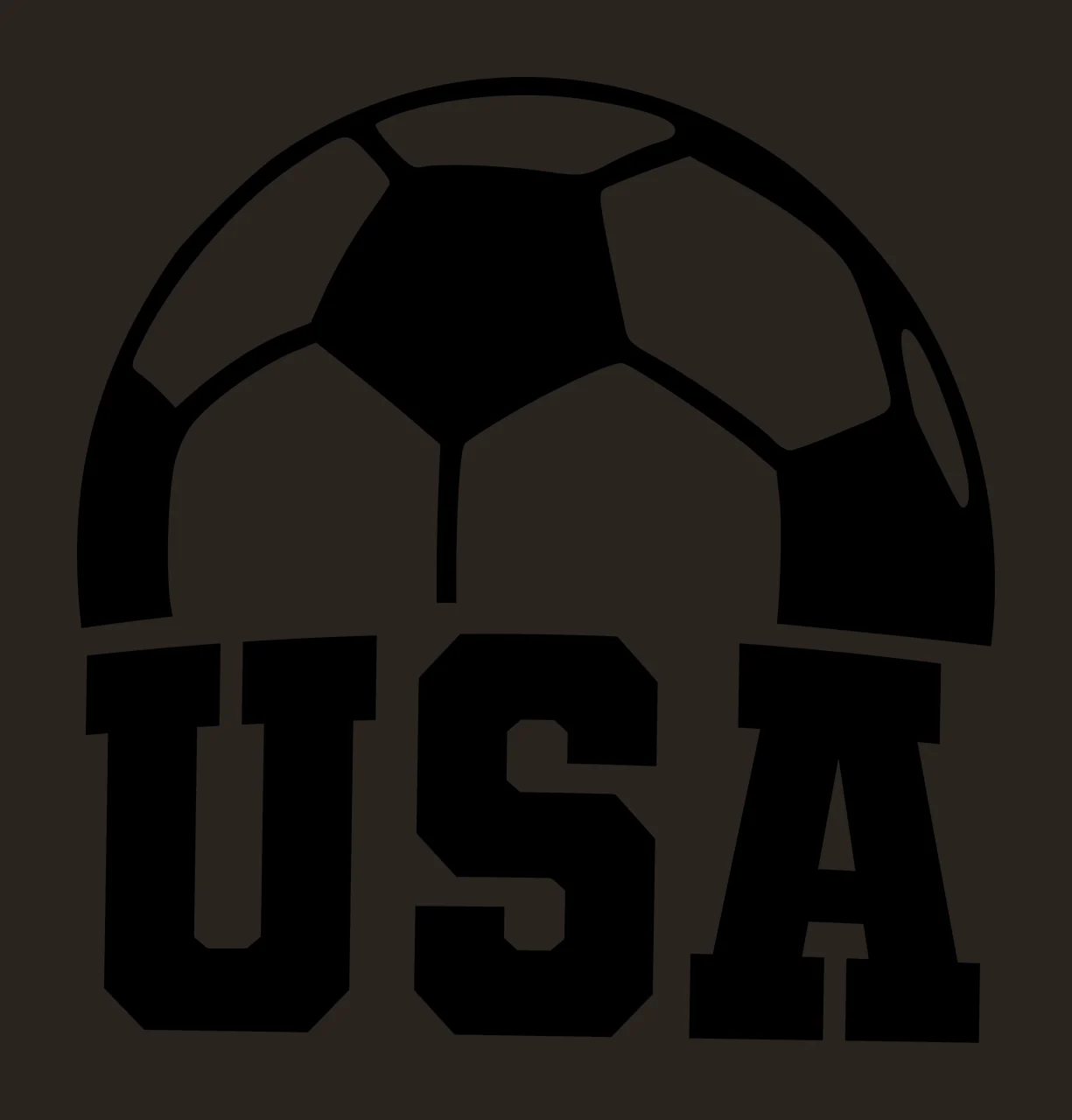 USA Typography Design with soccer ball section and block lettering USA in black and white contrast preview thumbnail