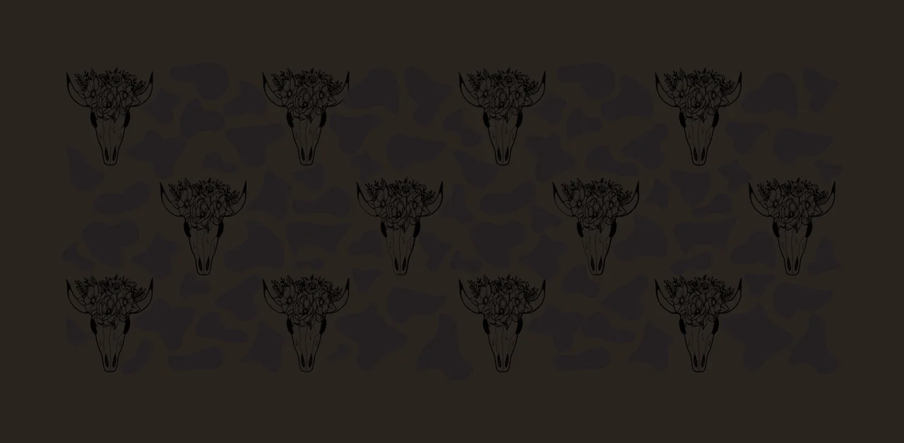 Cow Can Glass Wrap Print Pattern With Floral hide and skulls contrast preview thumbnail