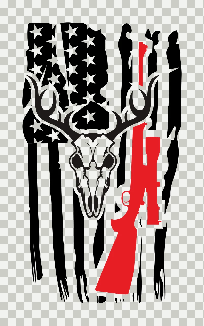 Skull Deer On Distressed Flag placed antlers stars stripes transparency and detail preview thumbnail