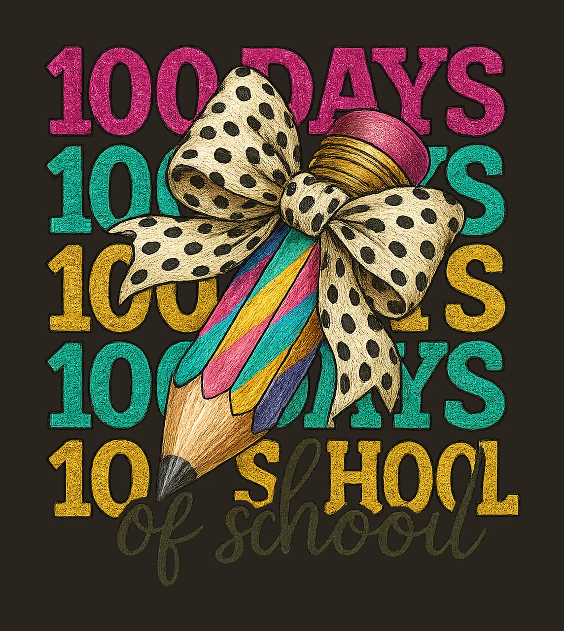 100 Days of School Brushstroke Teacher Design Sublimation contrast preview thumbnail