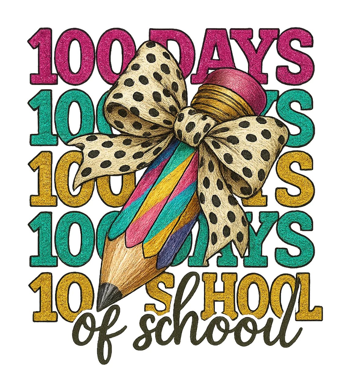 100 Days of School Brushstroke Teacher Design Sublimation