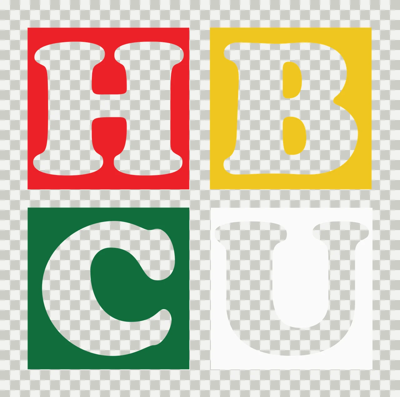 Hbcu White Bold Letters Block Logo squares typography black transparency and detail preview thumbnail