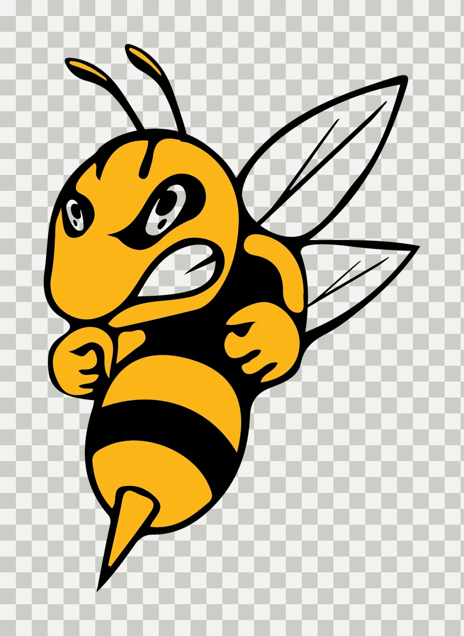 Bee Bumble Insect Black Flat Silhouette flying wings antennae transparency and detail preview thumbnail