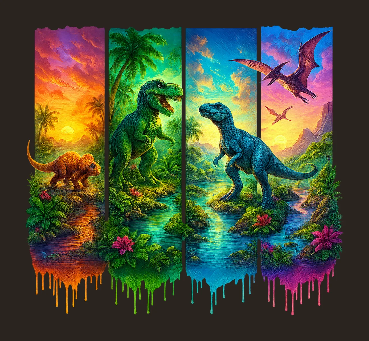 Dinosaur Jurassic Colorful Kids Rex Boys Sublimation Design contrast preview thumbnail