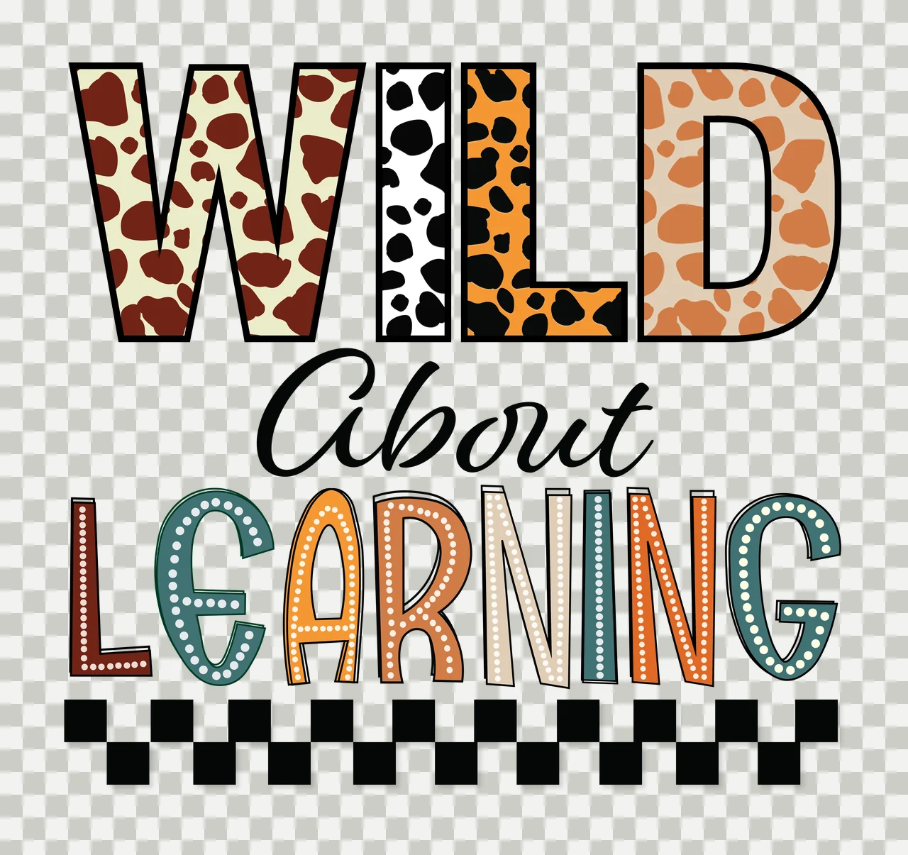 Wild About Learning Typographic Design typography display animal print transparency and detail preview thumbnail