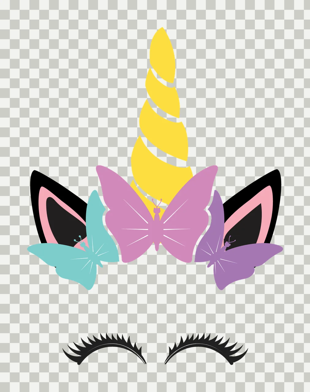 Unicorn Silhouette With Eyelashes Decoration stationary horn transparency and detail preview thumbnail