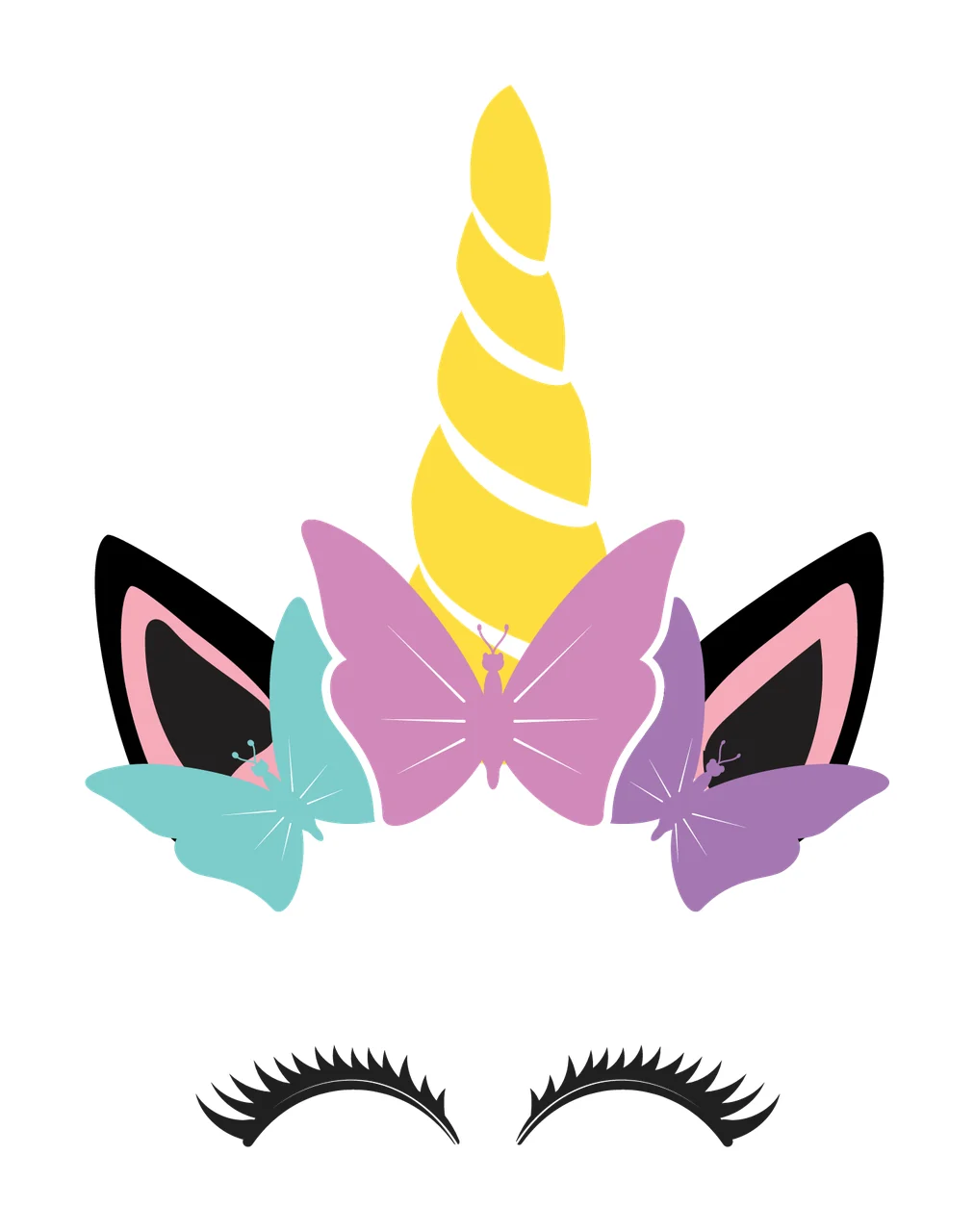 Unicorn Silhouette With Eyelashes Decoration stationary horn