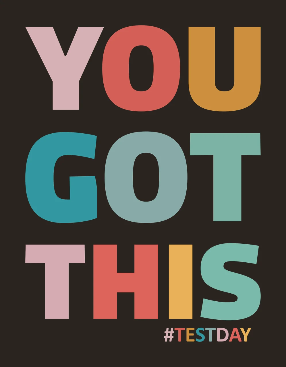 YOU GOT THIS #TESTDAY Typography Design in pink, red and orange contrast preview thumbnail