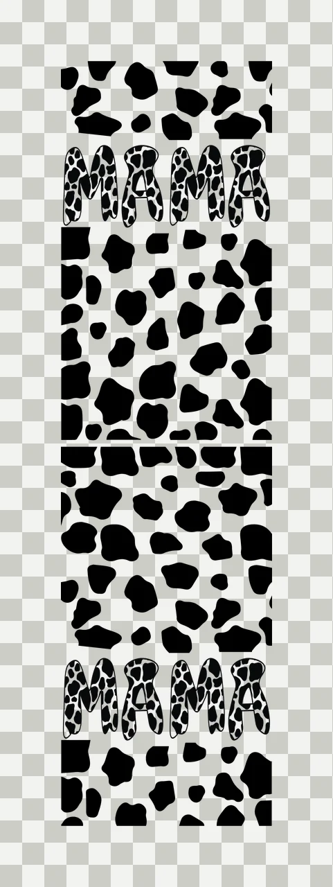 Mama Mama Text On Animal Print Pattern tiling black white plain transparency and detail preview thumbnail