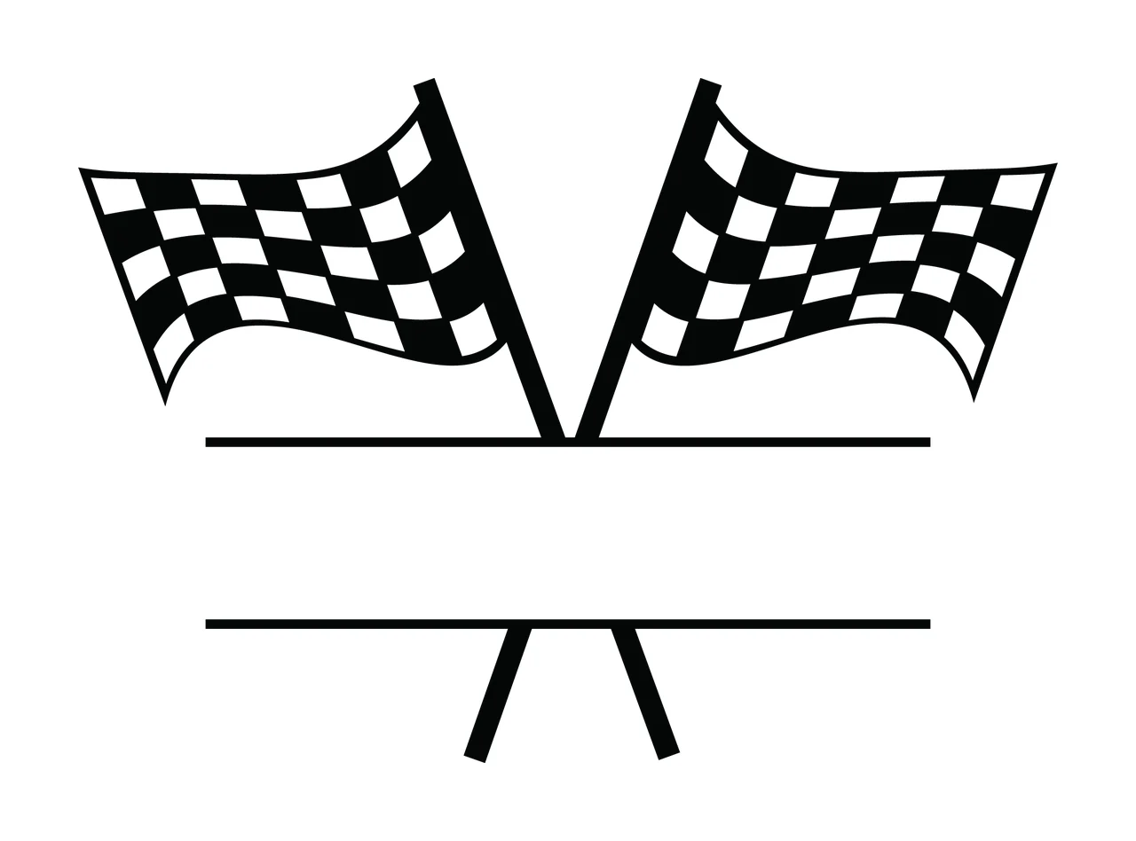 Two Crossed Racing Flags With Blank Horizontal Text Intersecting