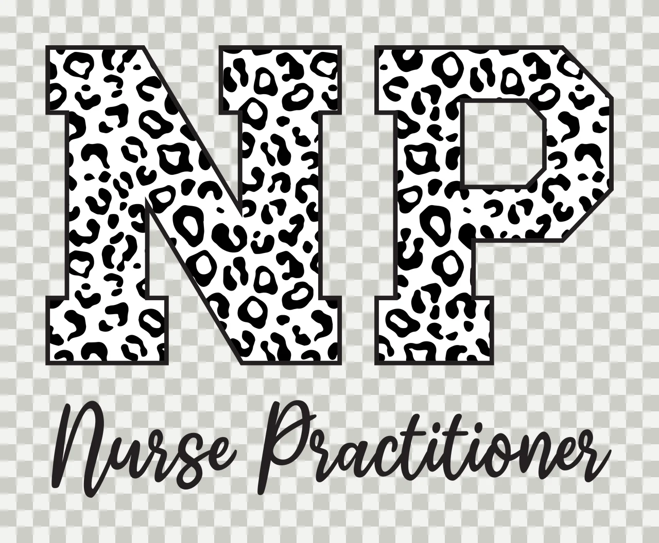 Np Nurse Practitioner Typography With Leopard text display transparency and detail preview thumbnail