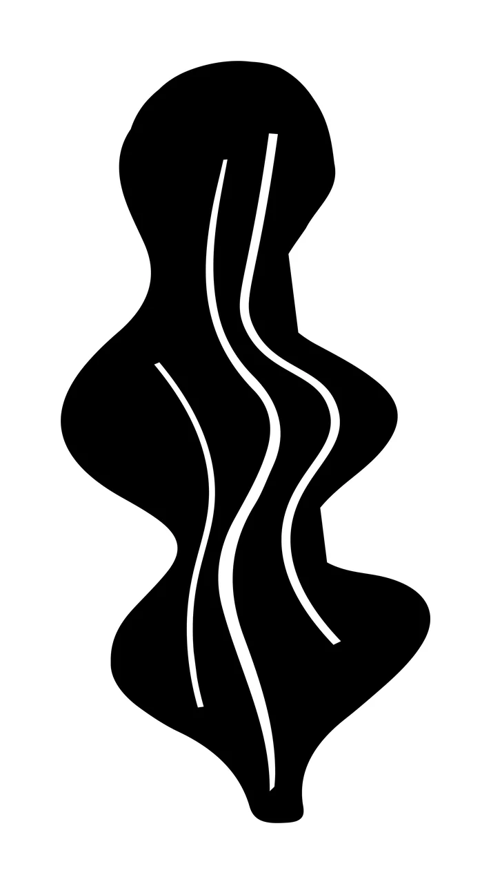 Black Silhouette Shape With Three Vertical Wavy White lines