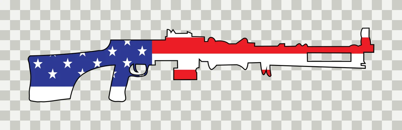Machine Gun Silhouette With Star Pattern black weapon white transparency and detail preview thumbnail