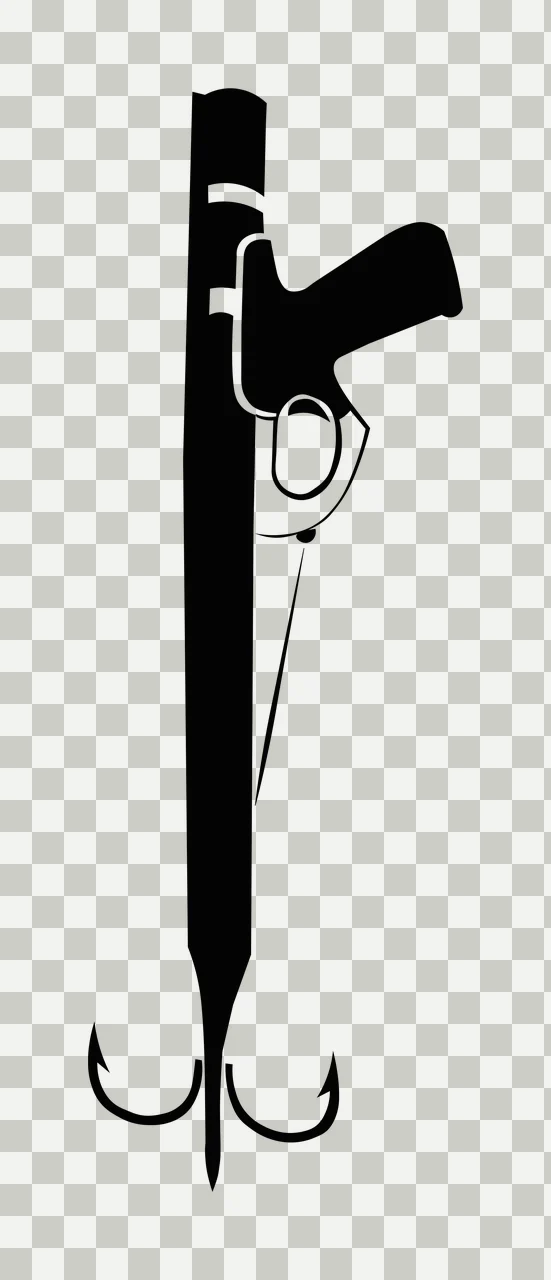 Fishing Speargun With Triple Hooks Attached vertical handle transparency and detail preview thumbnail