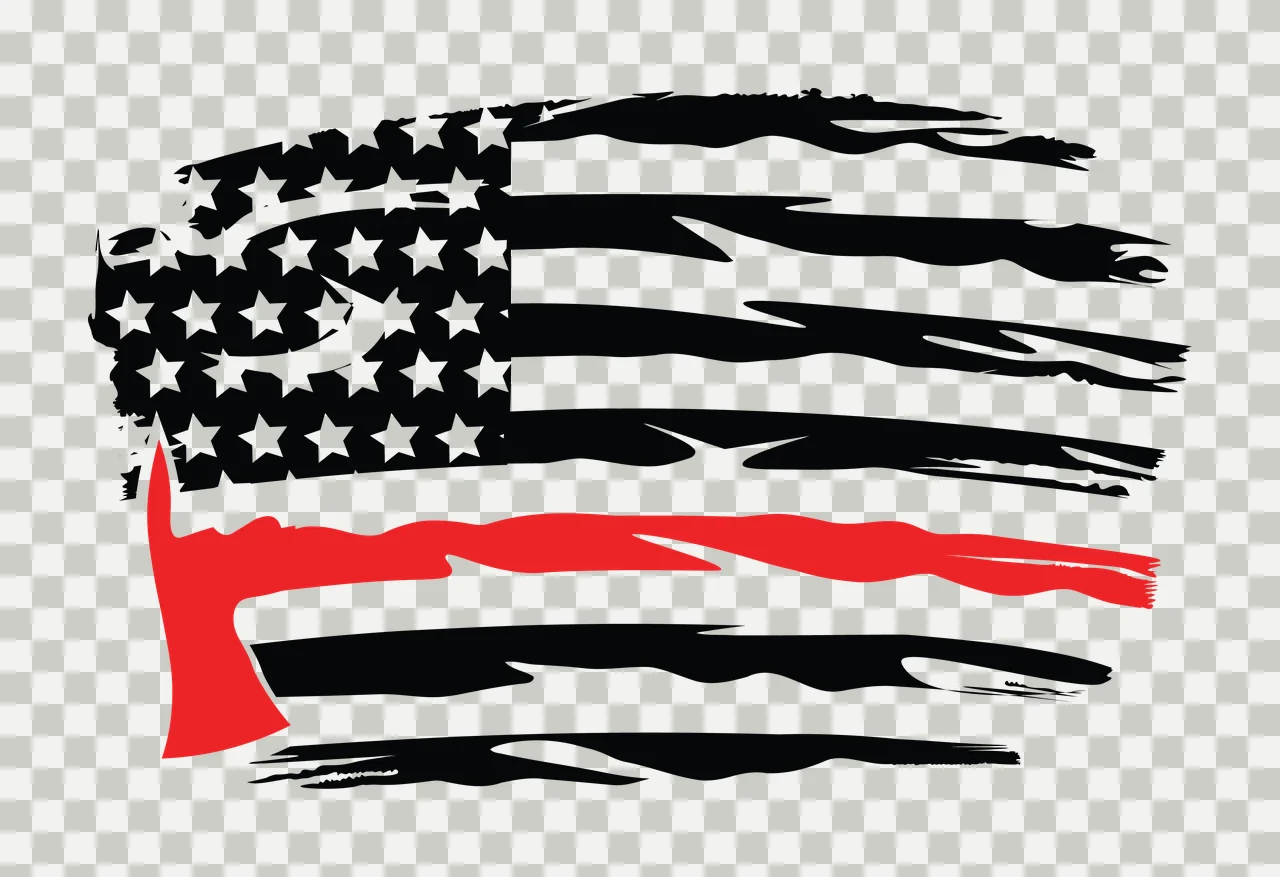 Flag Horizontal Distressed Graphic With A Black Silhouette axe transparency and detail preview thumbnail