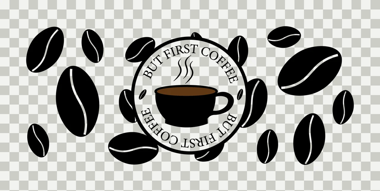 Can Glass Wrap Coffee Text With Beans cup steaming circle steam transparency and detail preview thumbnail