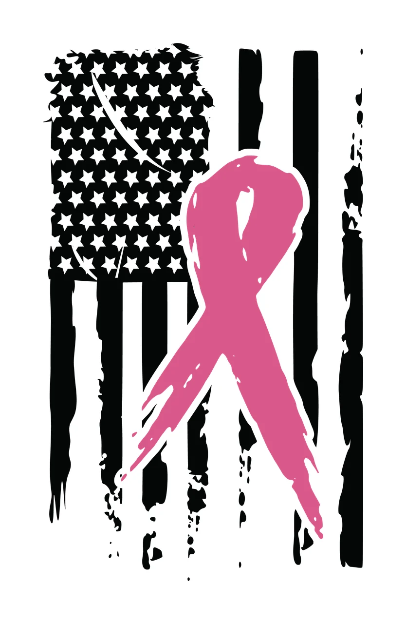 Flag Distressed American With Ribbon overlaying stars stripes