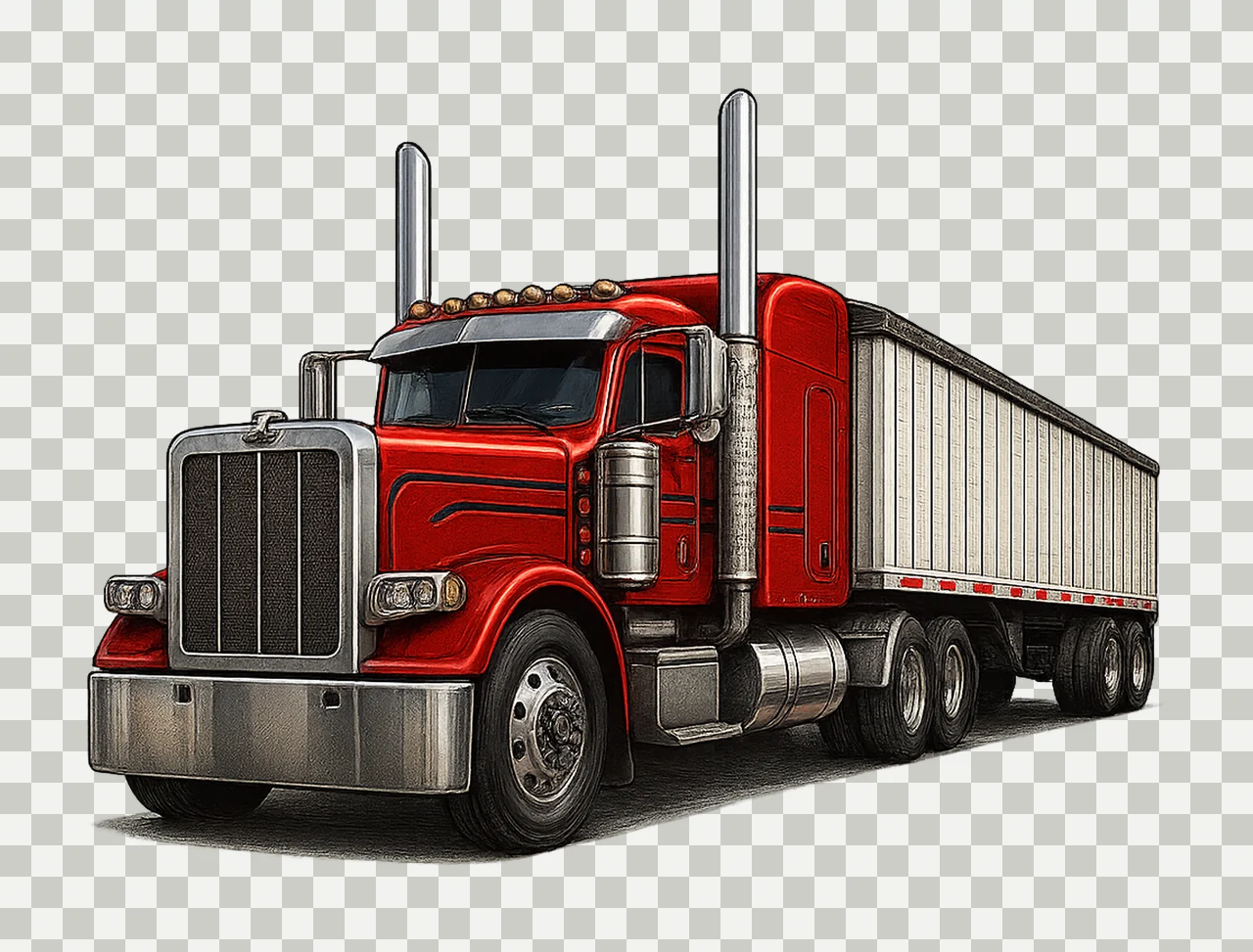 Freight Truck Sublimation Design Red Semi Truck Artwork transparency and detail preview thumbnail