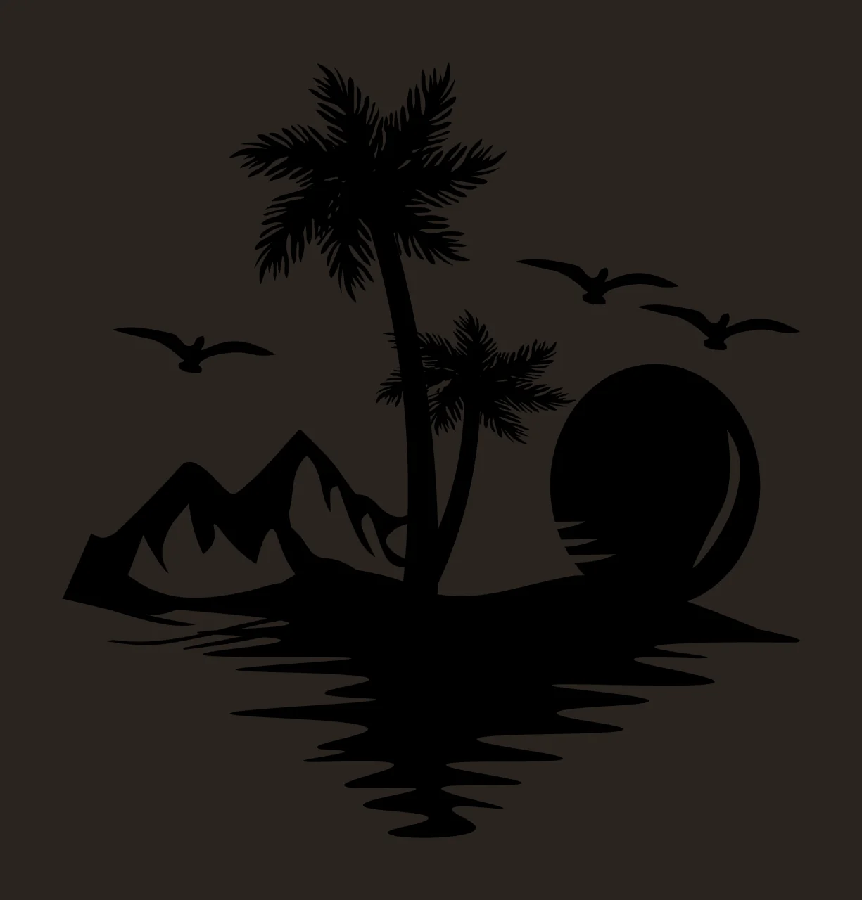 Palm Trees And Mountain Sunset Reflection landscape mountains contrast preview thumbnail