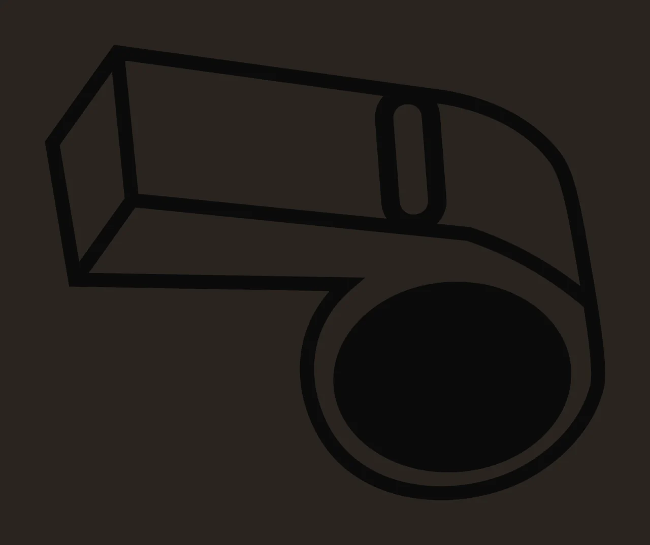 Black Outline Sports Whistle Icon Pointing mouthpiece circular opening contrast preview thumbnail